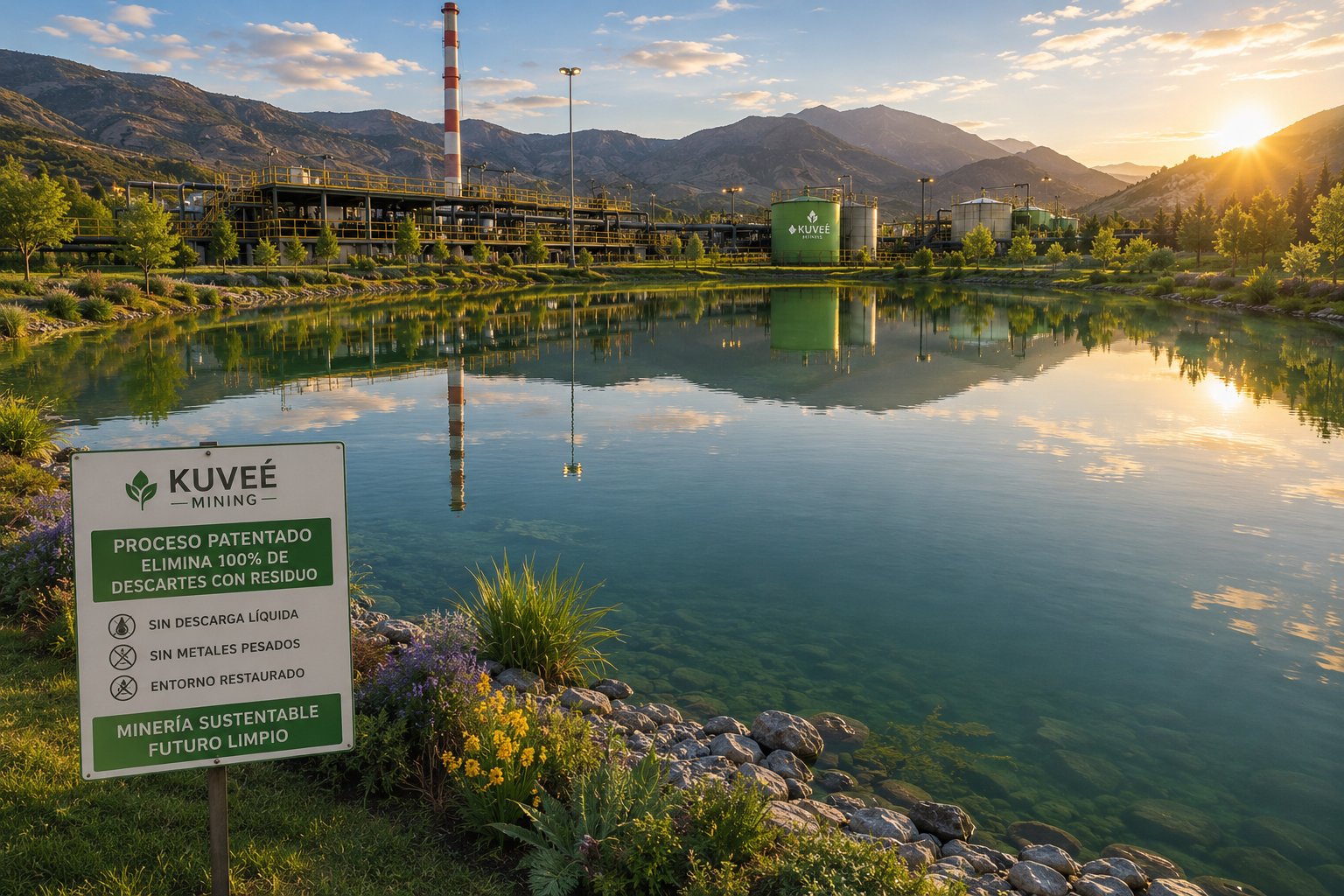 Tranque de electrolitos remediado — resultado del proceso Kuvee Mining aplicado